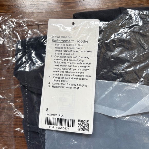 NWT Lululemon Softstreme Hoodie Black Sz 8 - Picture 6 of 6